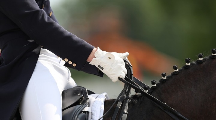 Deutsche trainerin treibt weinende reiterin an, auf pferd einzudreschen