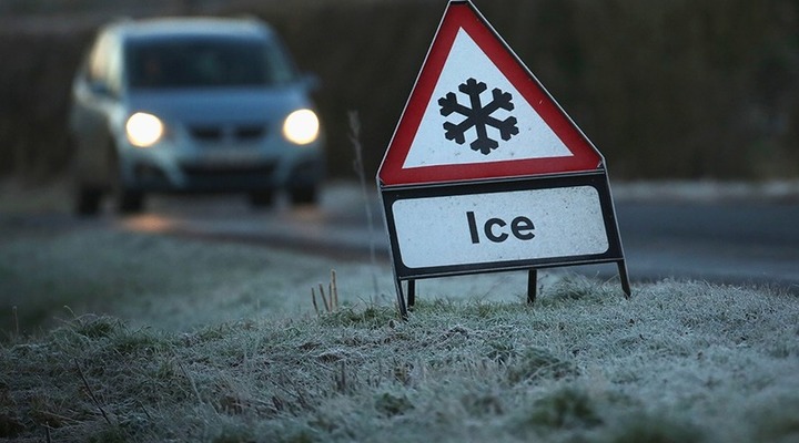 Warning: Ice on the road ahead