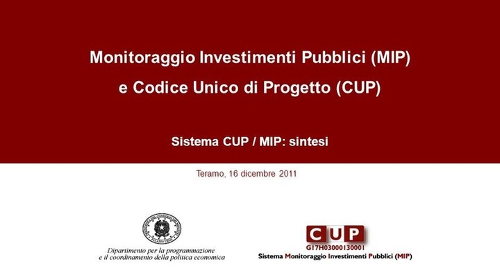 Monitoraggio degli investimenti pubblici: il Sistema MIP-CUP